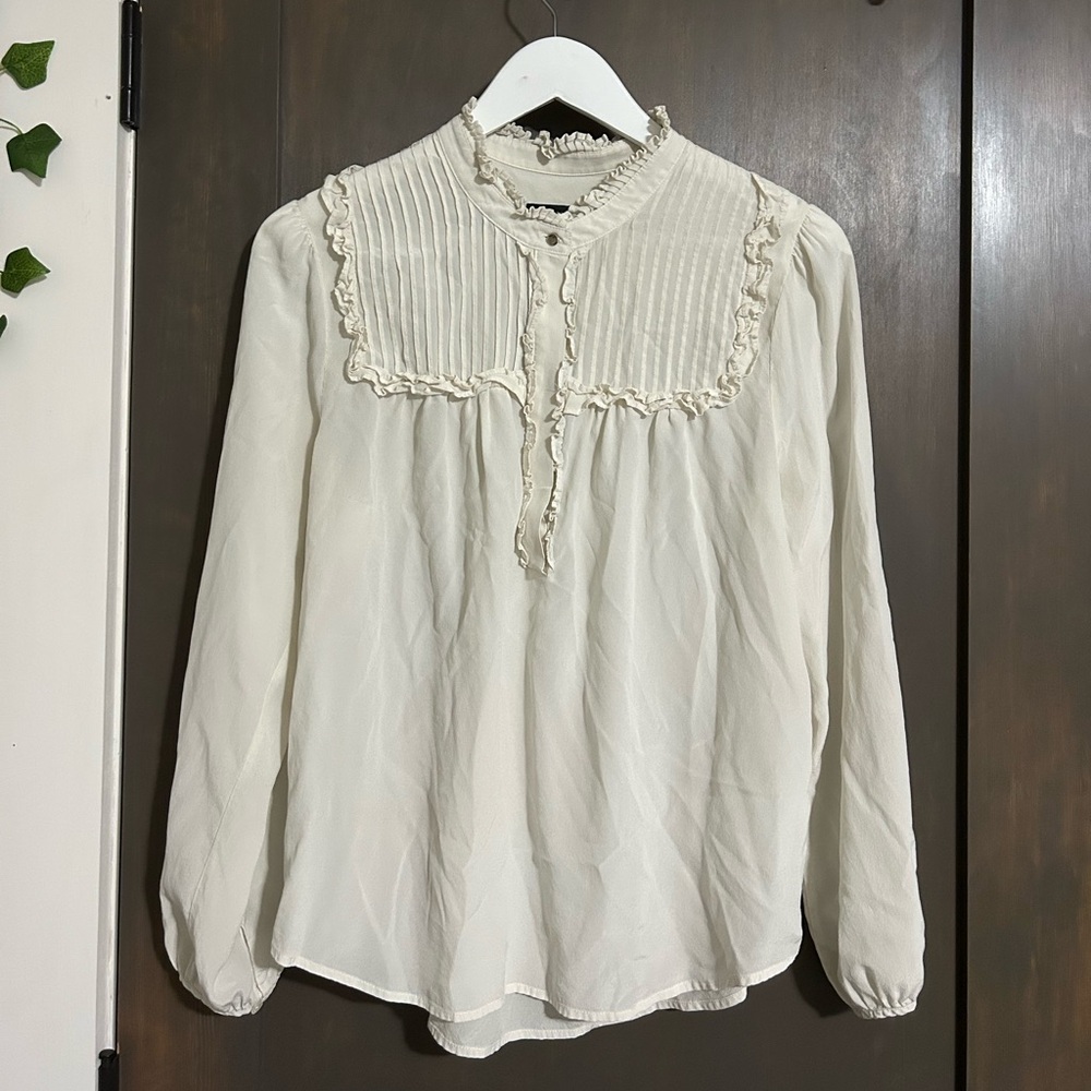 J. Crew Cream Ruffle Blouse